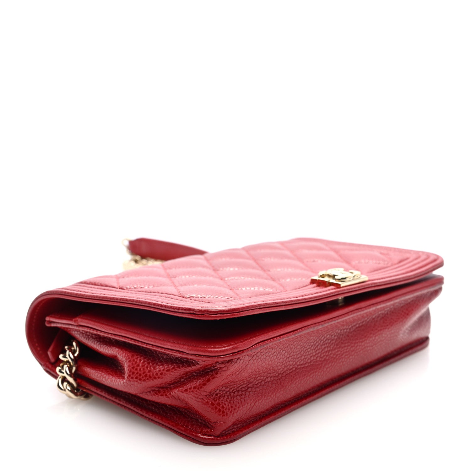Chanel Caviar Quilted Boy Wallet On Chain WOC Red 4 of 10