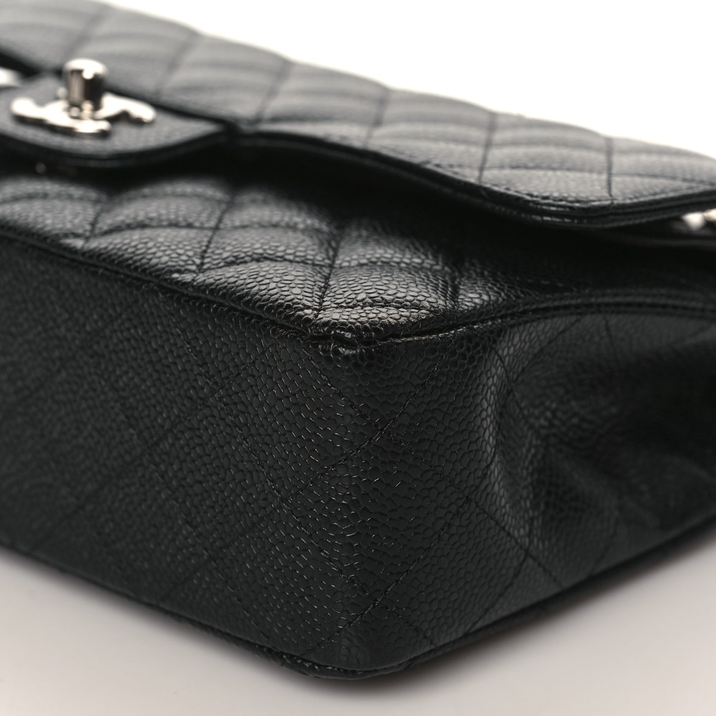 Caviar Quilted Medium Double Flap Black