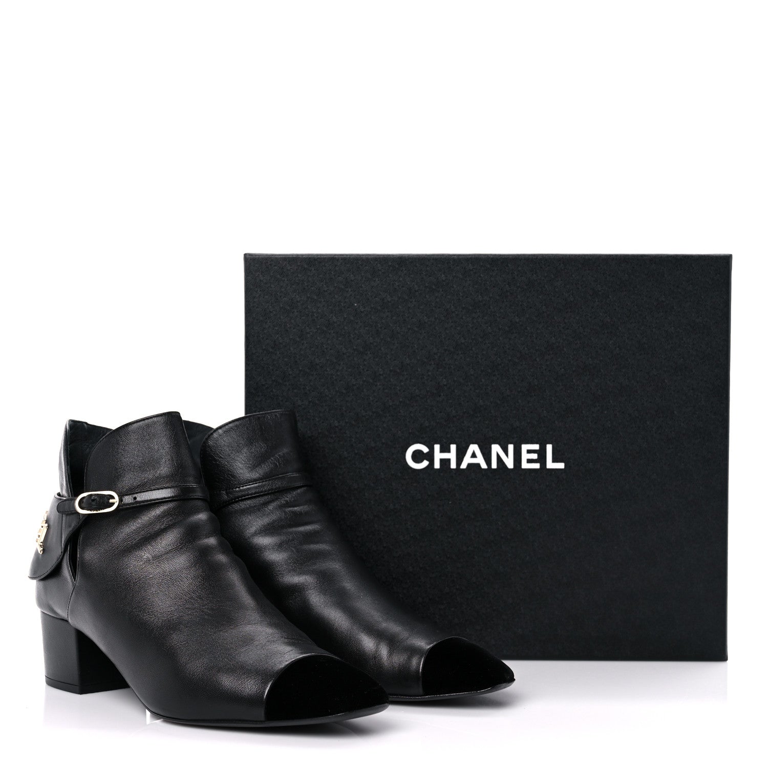 Chanel Lambskin Velvet Cap Toe Short Ankle Boots 38.5 Black 12 of 12