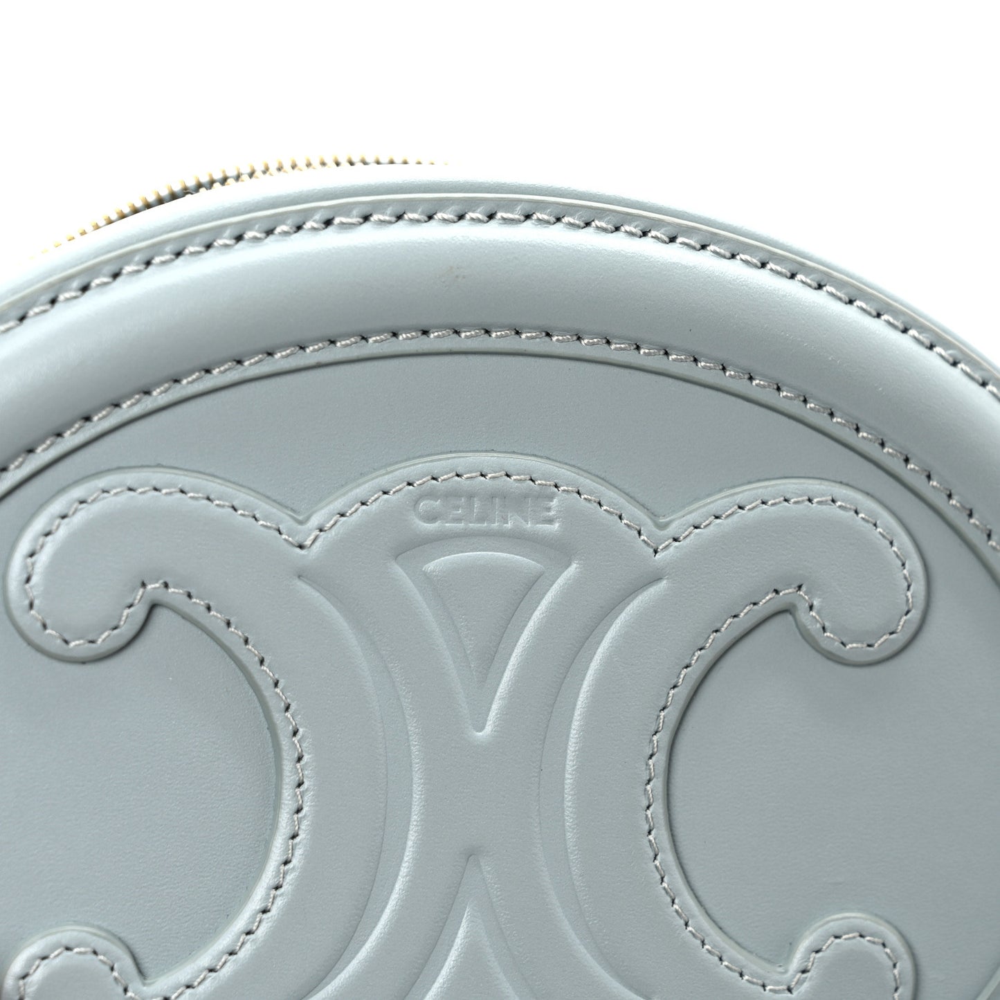Smooth Calfskin Cuir Small Triomphe Oval Crossbody Purse Ice Blue