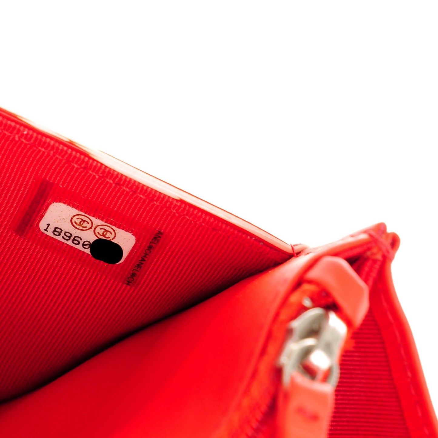 Patent Striped Wallet On Chain WOC Red