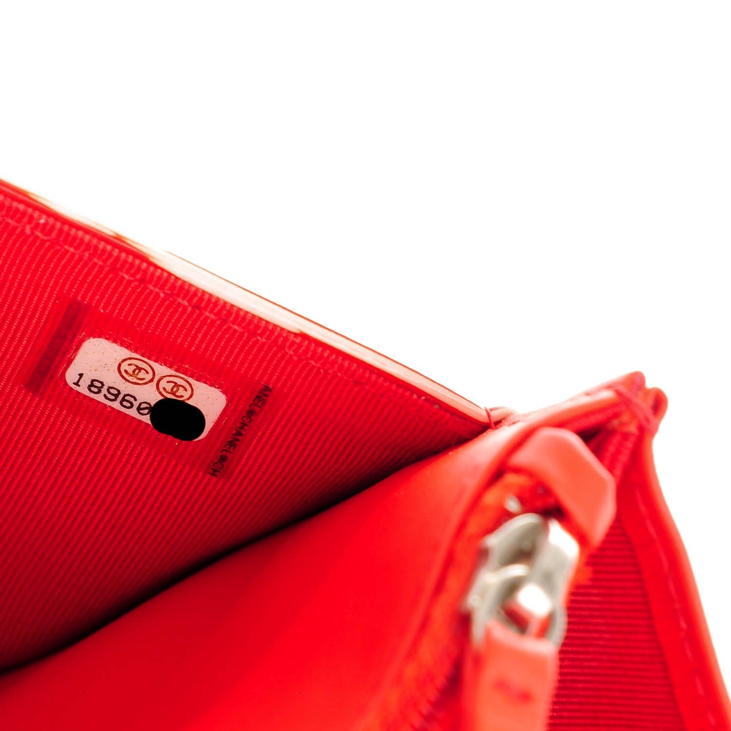 Chanel Patent Striped Wallet On Chain WOC Red 8 of 8