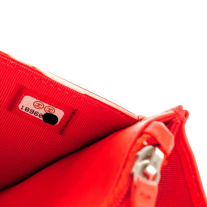 Chanel Patent Striped Wallet On Chain WOC Red 8 of 8