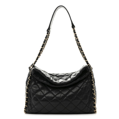 Chanel Calfskin Quilted Medium Chain Me Hobo Black 1 of 10