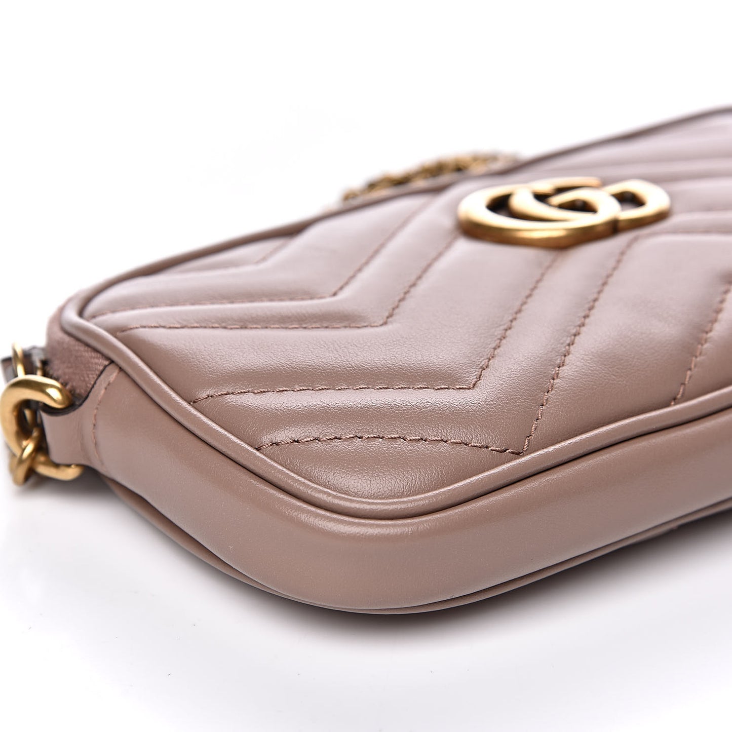 Calfskin Matelasse Mini GG Marmont Chain Crossbody Bag Porcelain Rose