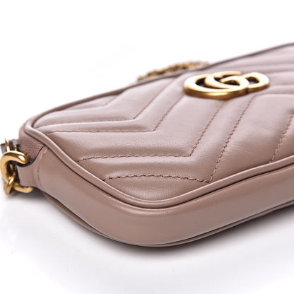 Gucci Calfskin Matelasse Mini GG Marmont Chain Crossbody Bag Porcelain Rose 9 of 14