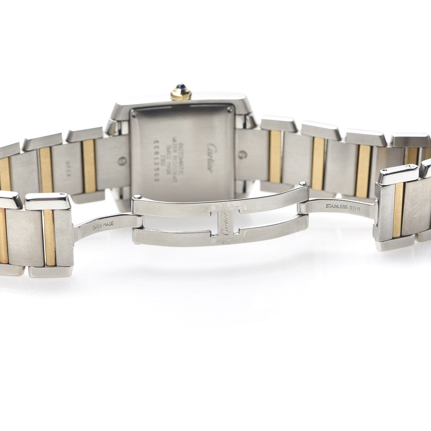 Stainless Steel 18K Yellow Gold 28mm Tank Francaise Automatic Watch