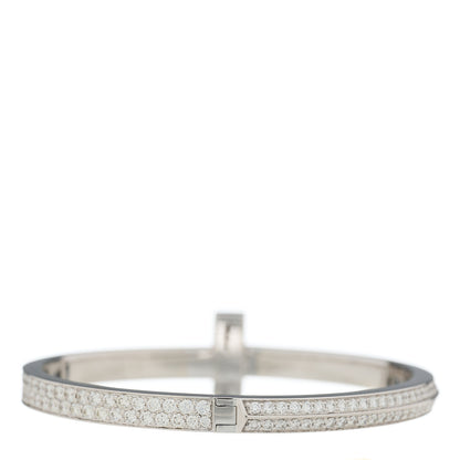 Tiffany 18K White Gold Diamond Wide T T1 Hinged Pave Bangle Bracelet 3 of 4