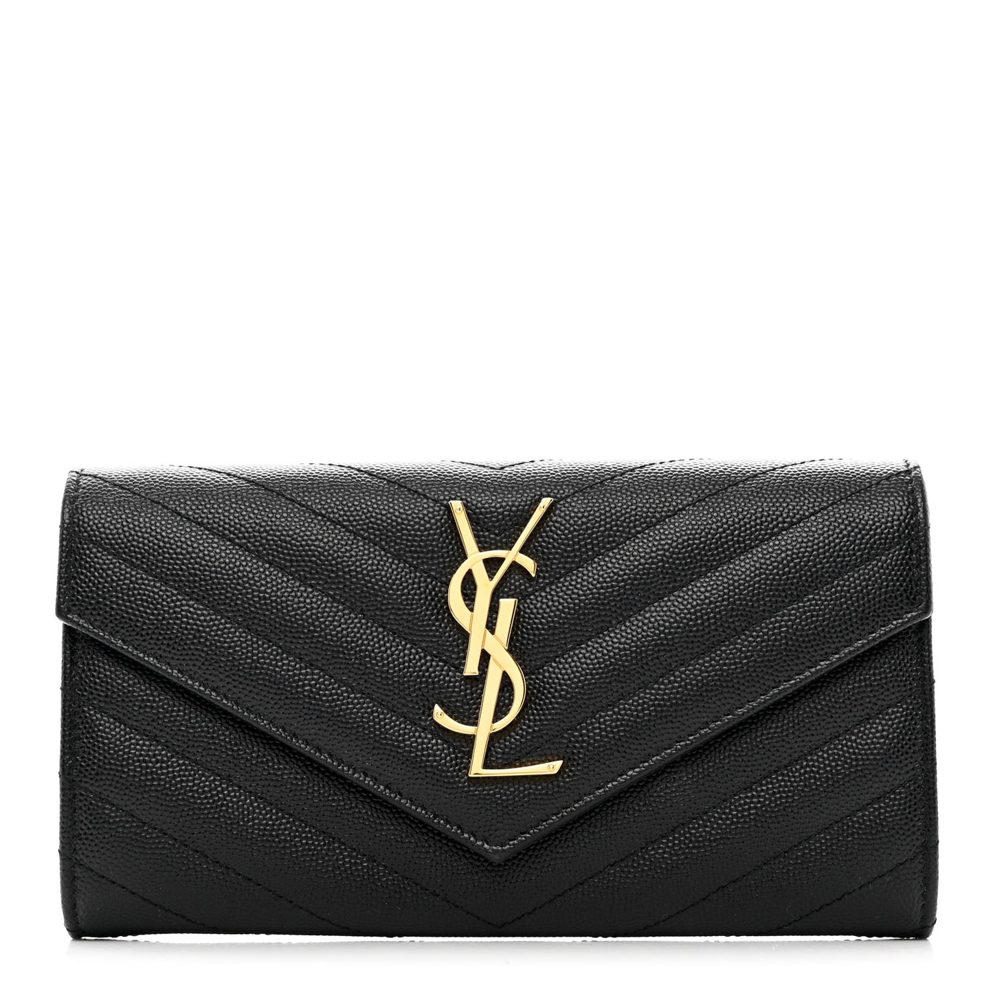 Grain De Poudre Matelasse Chevron Monogram Flap Wallet Black