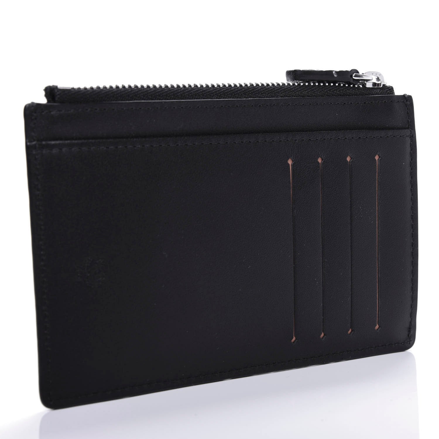 MCM Grained Calfskin Logo Zip Card Case Wallet Black 3 of 6