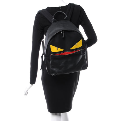 Fendi Nylon Vitello Liberty Vitello Dolce Monster Eyes Rounded Backpack Black Sunflower 2 of 7