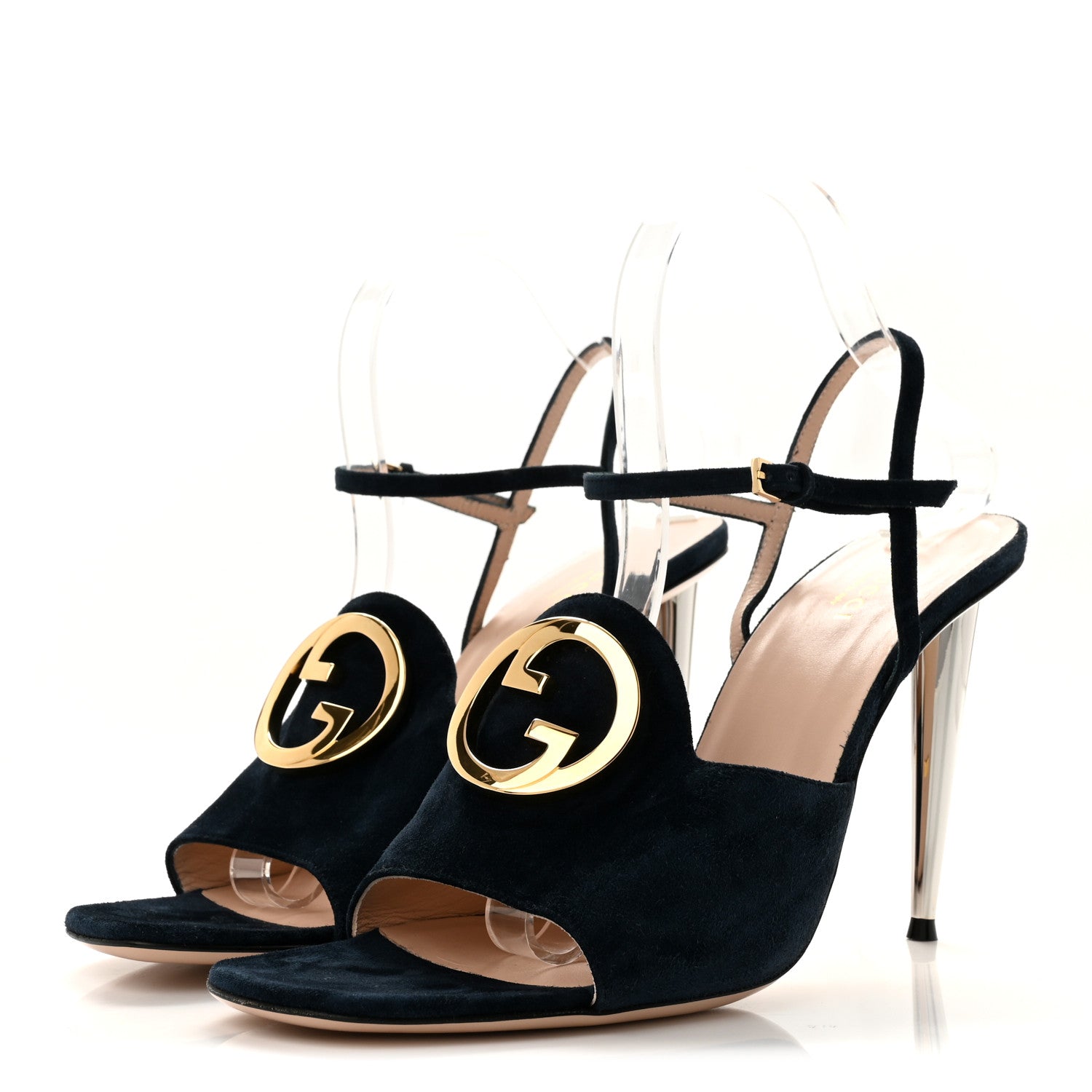 Gucci Suede Blondie 100mm Slingback Sandals 40.5 Blondie Blu 4 of 10