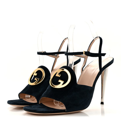 Gucci Suede Blondie 100mm Slingback Sandals 40.5 Blondie Blu 4 of 10