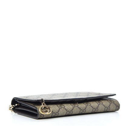 Gucci GG Supreme Monogram GG Pierce Chain Clutch Wallet Beige Ebony Black 4 of 7