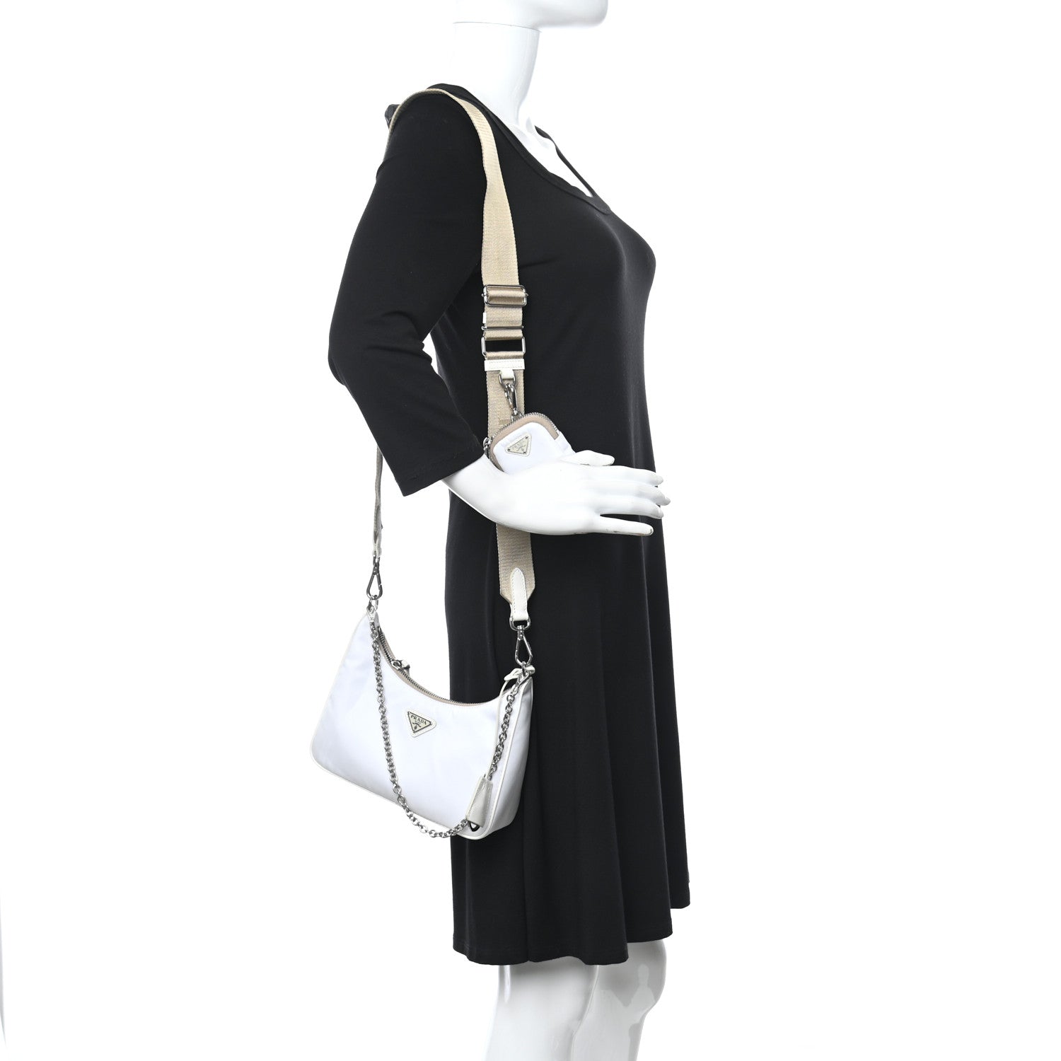 Prada Nylon Re-Edition 2005 Shoulder Bag White 2 of 9