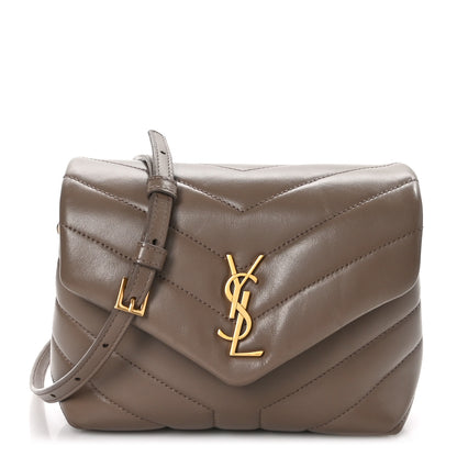 Saint Laurent Calfskin Y Quilted Monogram Toy Loulou Crossbody Bag Taupe 1 of 12