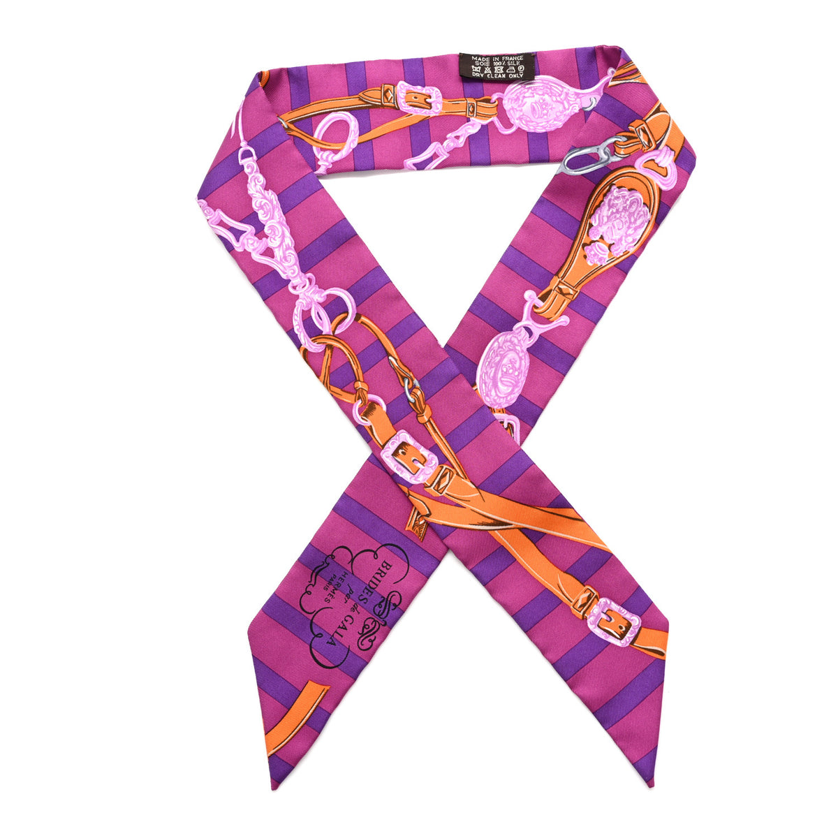 Hermes Silk Brides De Gala Bayaderes Twilly Fuchsia Violet Orange 1 of 4