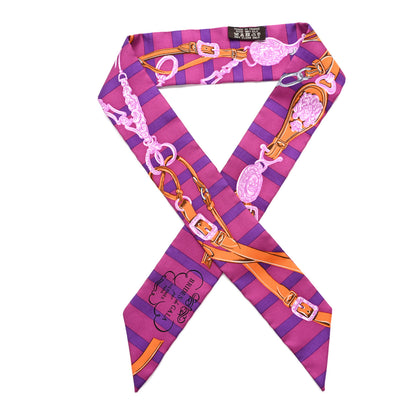 Hermes Silk Brides De Gala Bayaderes Twilly Fuchsia Violet Orange 1 of 4