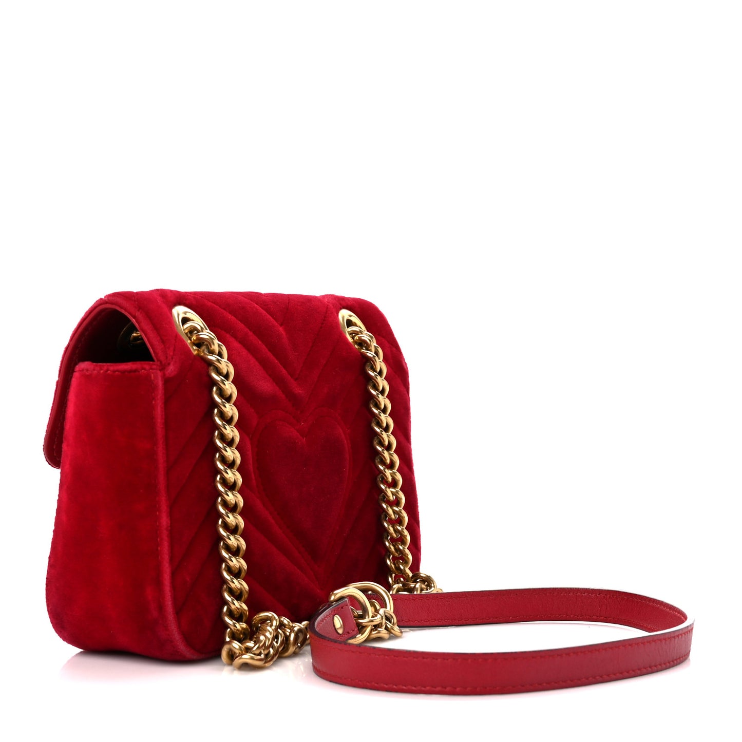 Velvet Matelasse Mini GG Marmont Shoulder Bag Hibiscus Red