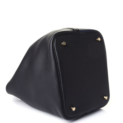 Hermes Taurillon Clemence Casaque Picotin Lock 22 MM Bleu Nuit Black Blue Frida 4 of 9
