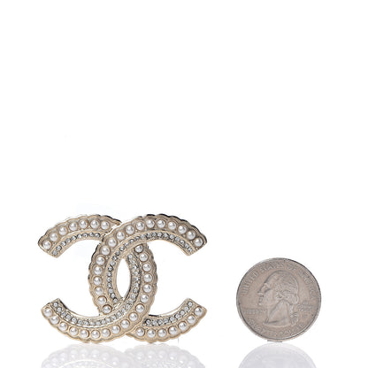 Chanel Pearl Crystal Queen of France CC Brooch Gold 2 of 4