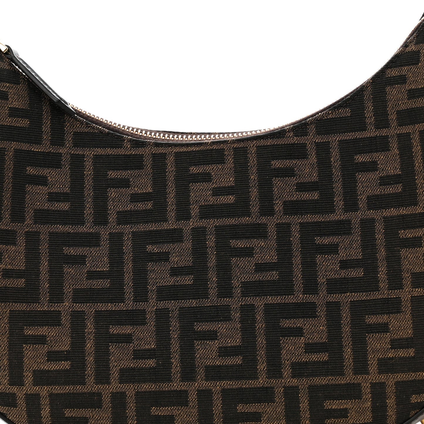 Fabric Jacquard Vitello Grace FF 1974 Small Fendigraphy Hobo Bag Tobacco Moro Ebano