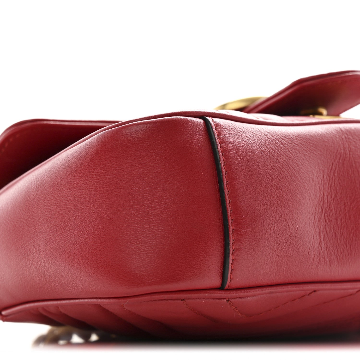 Gucci Calfskin Matelasse Mini GG Marmont Shoulder Bag Hibiscus Red 9 of 10
