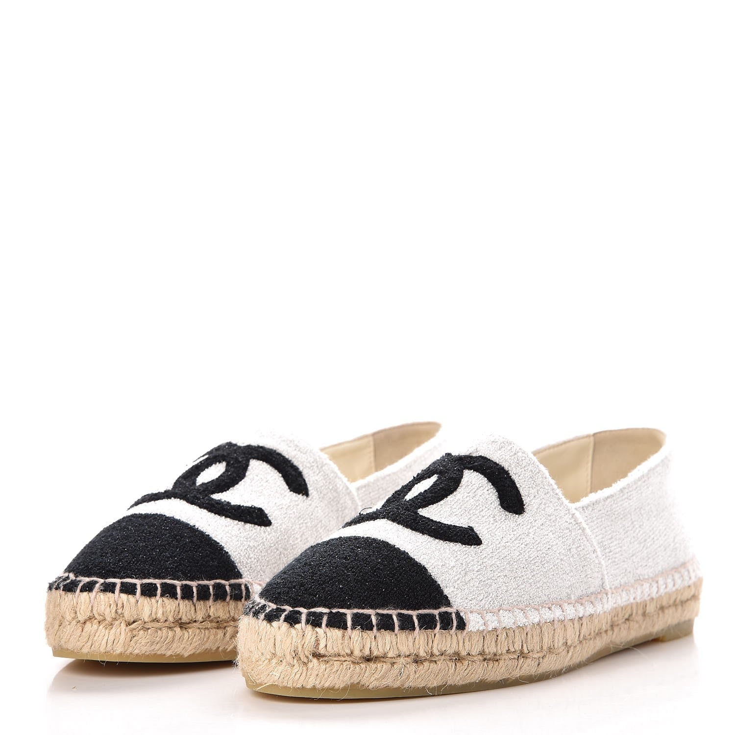 Chanel Terry Cloth CC Espadrilles 40 Silver Black 3 of 10