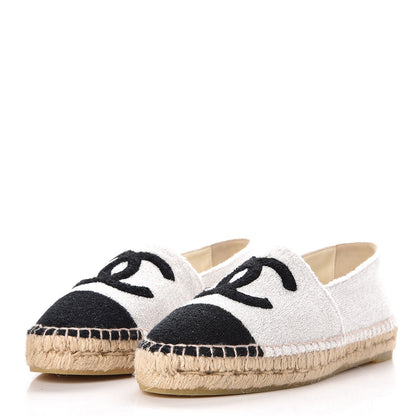 Chanel Terry Cloth CC Espadrilles 40 Silver Black 3 of 10