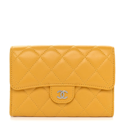 Chanel Lambskin Quilted Medium Flap Wallet Yellow 1 of 8