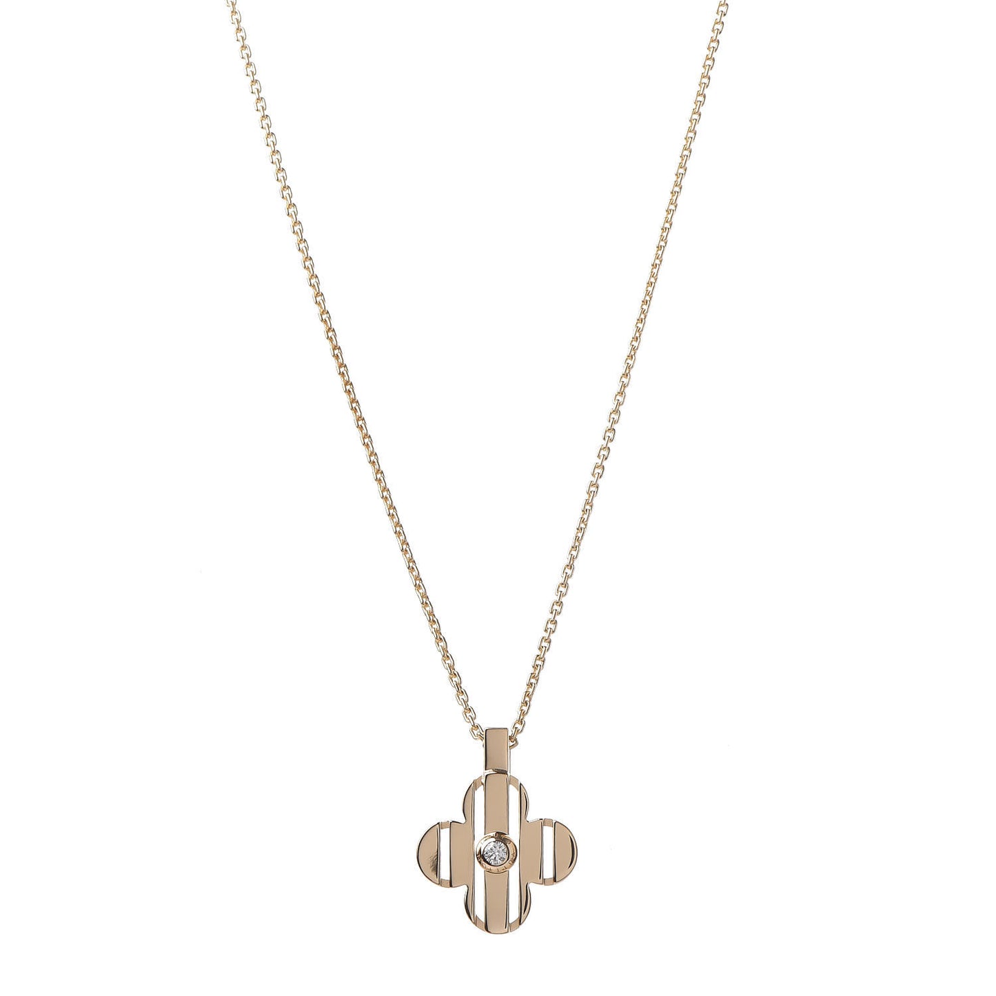 18K Yellow Gold Diamond Fleur Pendant Necklace
