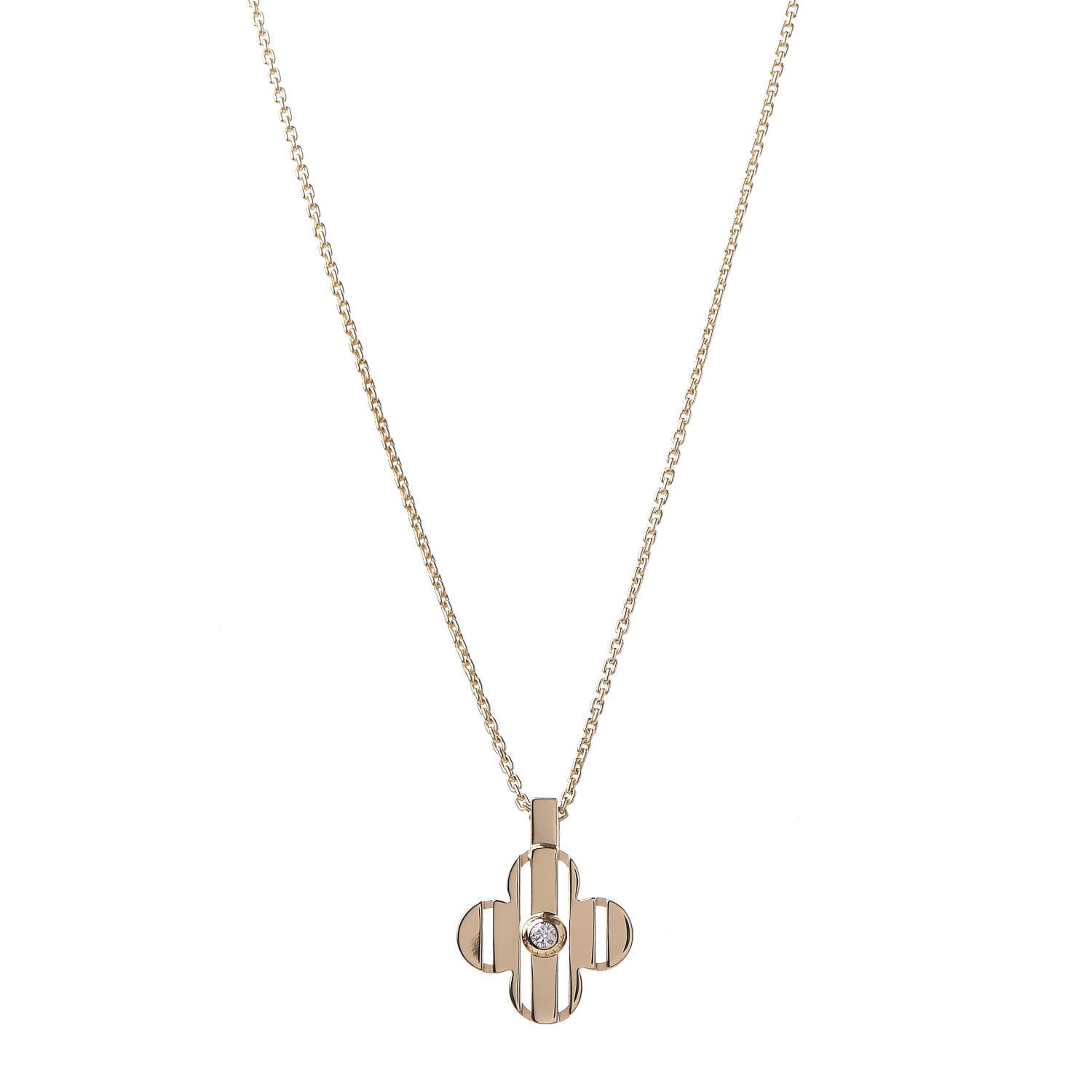 Louis Vuitton 18K Yellow Gold Diamond Fleur Pendant Necklace 1 of 6