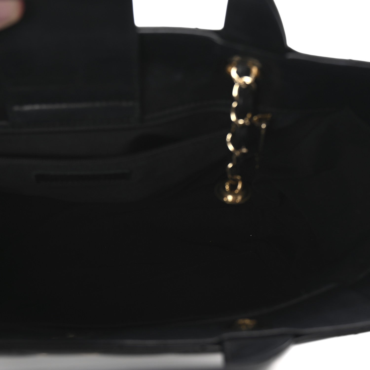 Chanel Calfskin Chevron Quilted Statement Shopping Tote Black 5 of 10