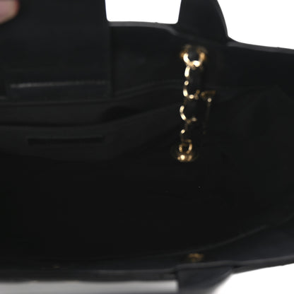 Chanel Calfskin Chevron Quilted Statement Shopping Tote Black 5 of 10