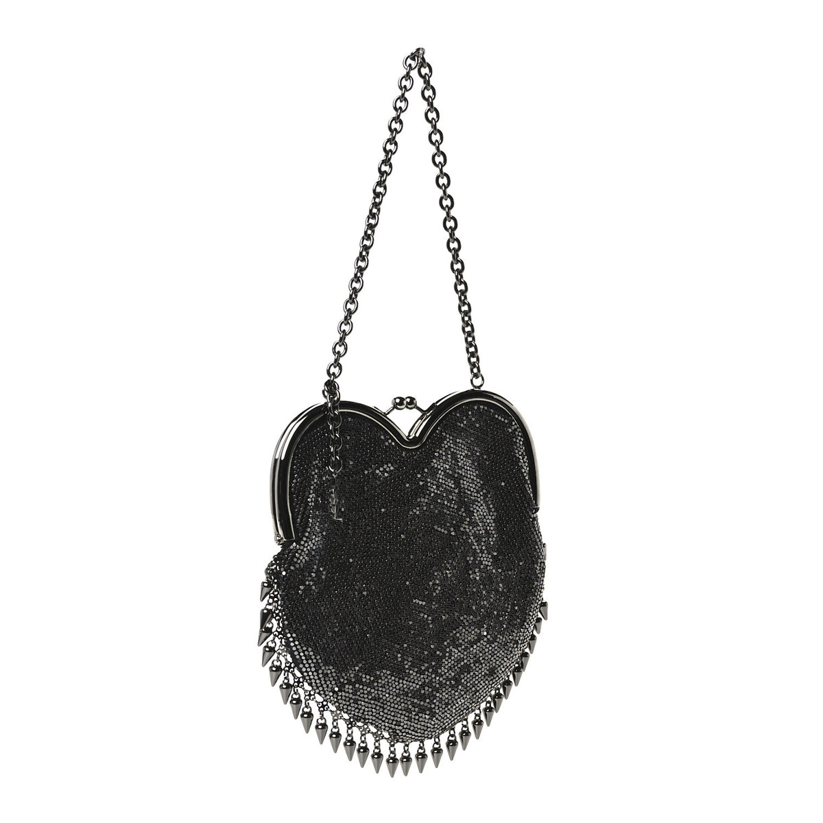 Saint Laurent Satin Mesh Studded Mini Heart Bag Dark Rutenio 3 of 10