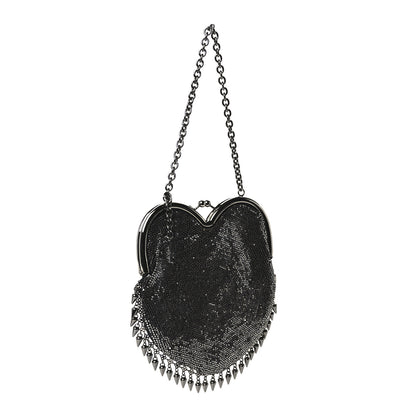 Saint Laurent Satin Mesh Studded Mini Heart Bag Dark Rutenio 3 of 10