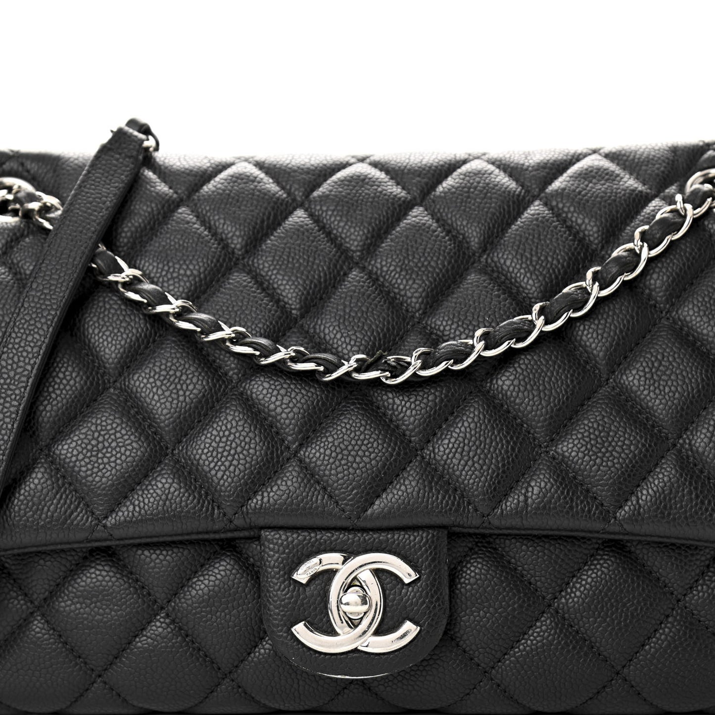 Caviar Quilted Jumbo Easy Flap Black