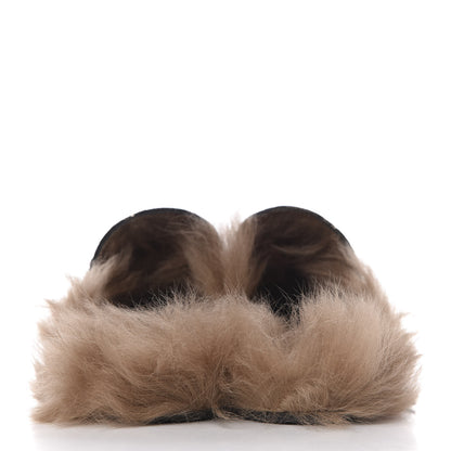 Gucci Brocade Fur Floral Womens Princetown Slippers 37 Black Anthracite 4 of 9