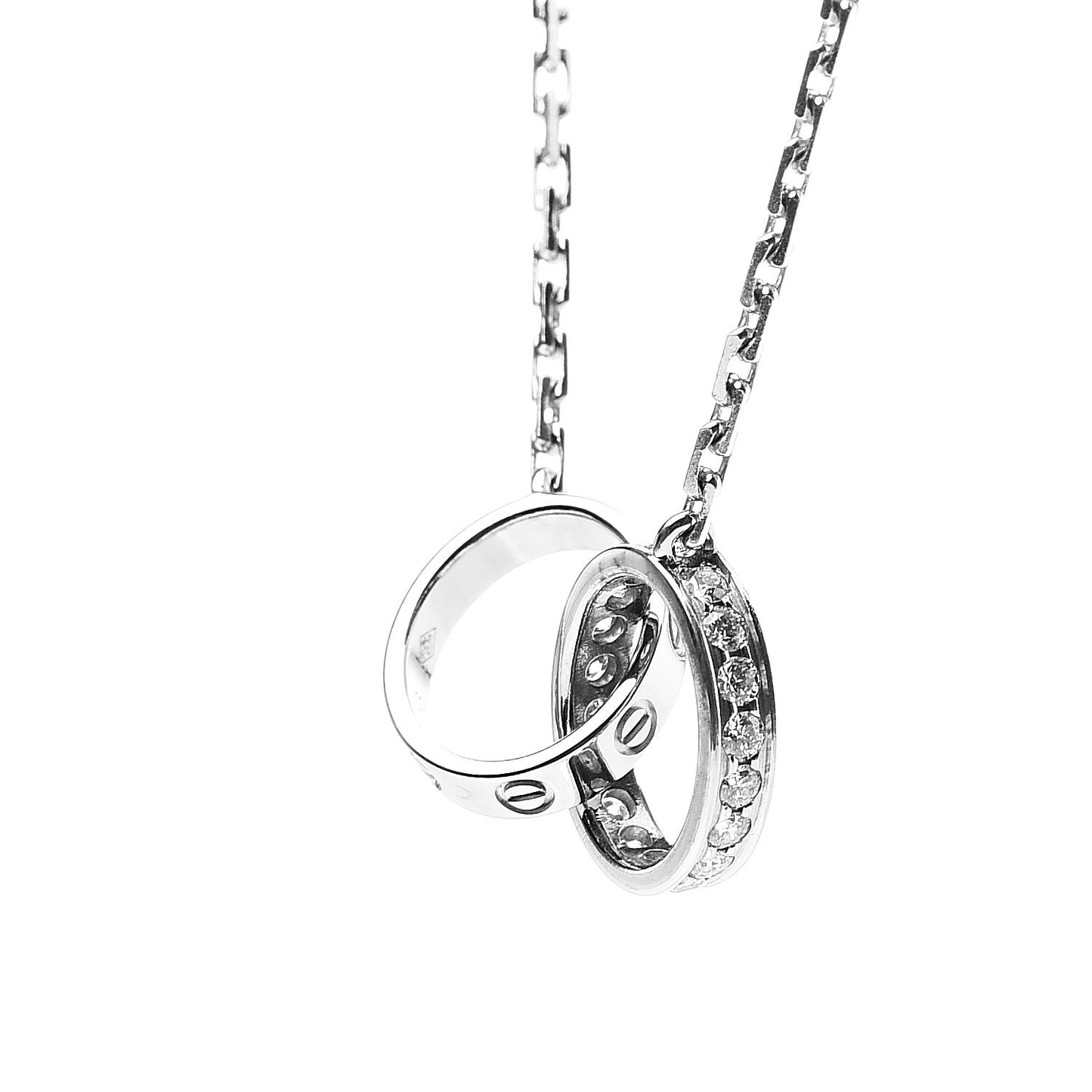 18K White Gold Diamond Interlocking LOVE Necklace