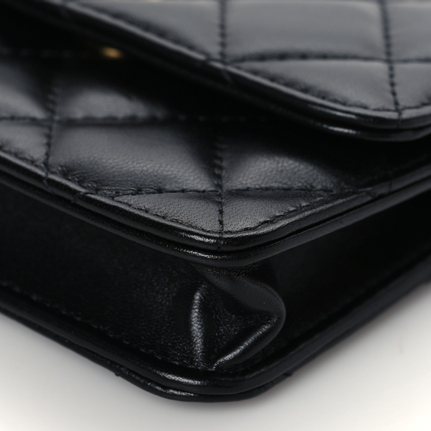 Chanel Lambskin Resin Quilted Clutch With Chain Black 10 of 11