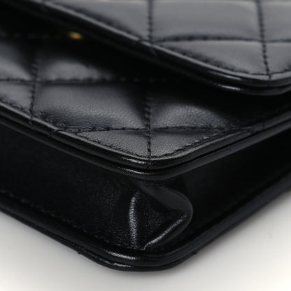 Chanel Lambskin Resin Quilted Clutch With Chain Black 10 of 11