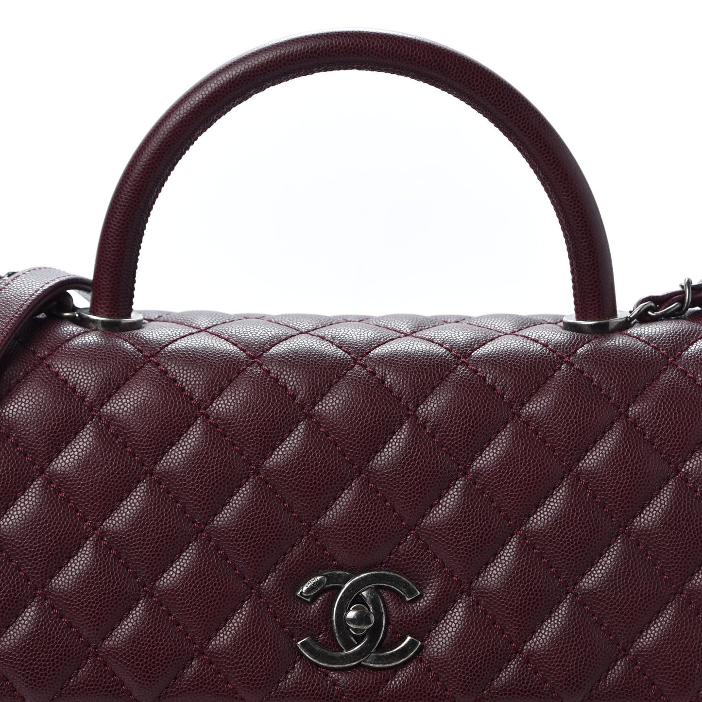 Caviar Quilted Medium Coco Handle Flap Burgundy