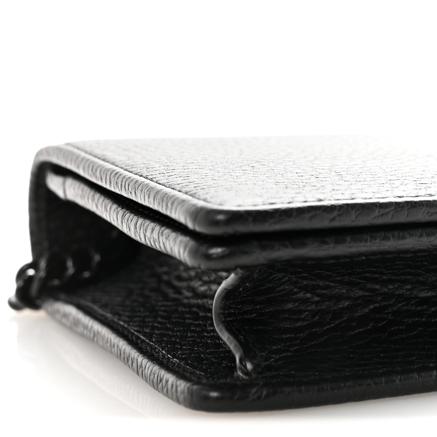 Gucci Dollar Calfskin Enamel Monochrome Mini GG Marmont Chain Wallet Black 8 of 10