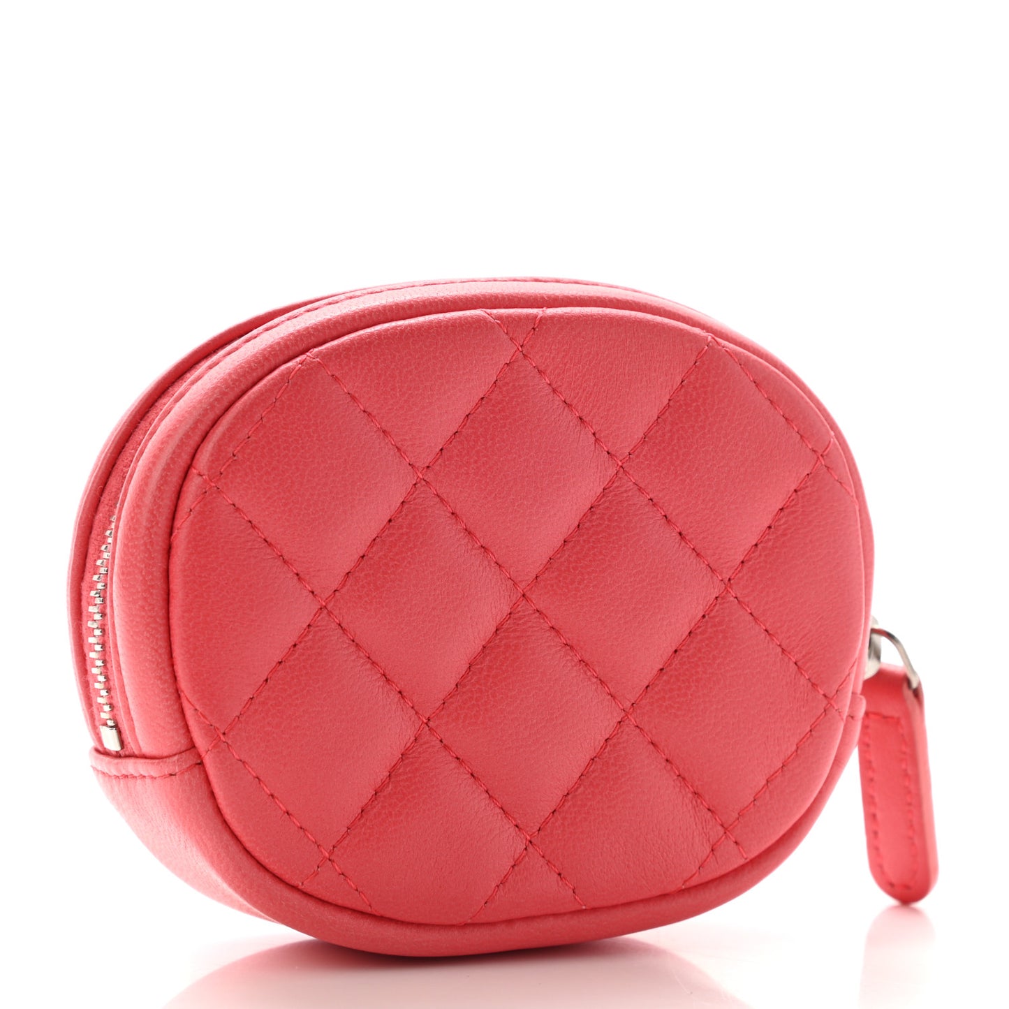 Lambskin Quilted Zip Around Classic Coin Purse Coral