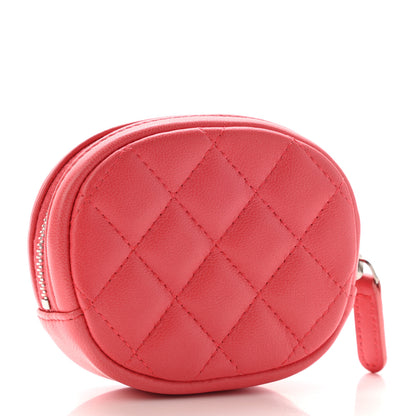 Chanel Lambskin Quilted Zip Around Classic Coin Purse Coral 3 of 7