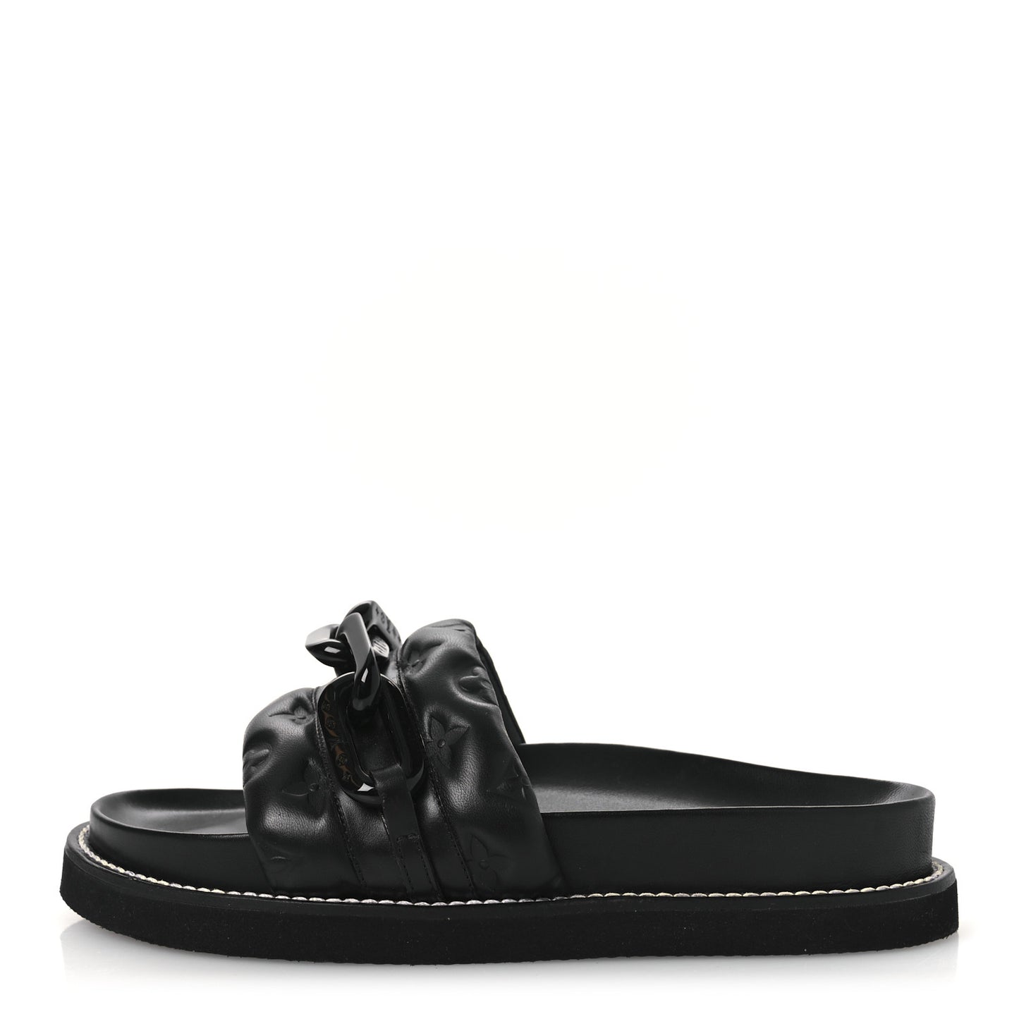 Calfskin Embossed Monogram Sunset Flat Comfort Mule 38.5 Black