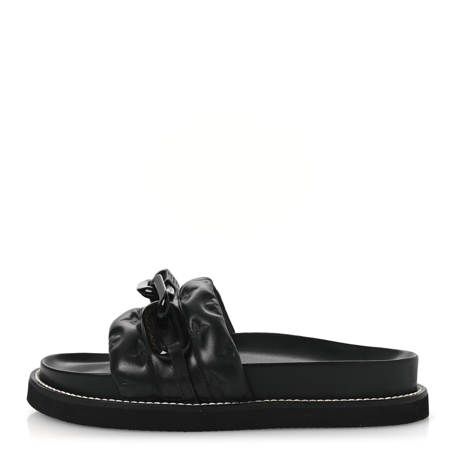 Louis Vuitton Calfskin Embossed Monogram Sunset Flat Comfort Mule 38.5 Black 1 of 11