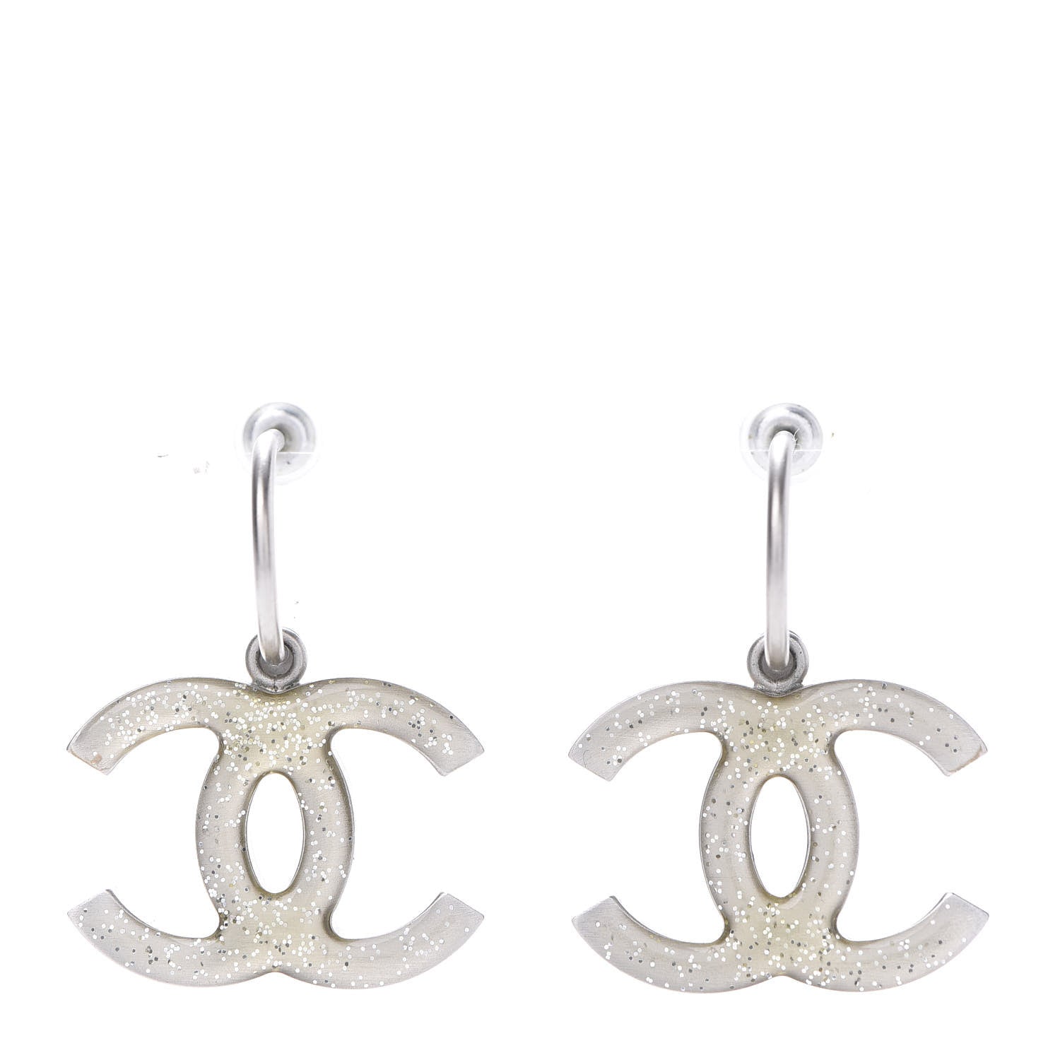 Chanel Baguette Crystal CC Dangle Earrings Silver 5 of 12