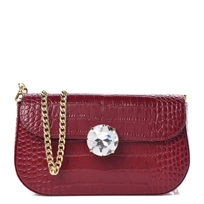 Miu Miu Calfskin Crocodile Embossed St. Cocco Crossbody Bag Rubino 1 of 8