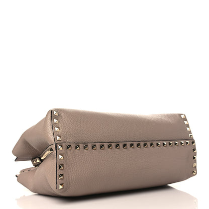 Valentino Garavani Pebbled Calfskin Small Rockstud Double Handle Bag Poudre 4 of 8